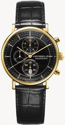 Herbelin Inspiration Chronograph (40mm) Black Dial / Black Leather 35647P14