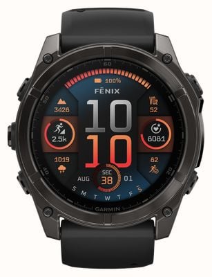 Garmin Fenix 8 51mm AMOLED Sapphire Premium Multisport GPS Smartwatch Carbon Grey with Black Silicone 010-02905-21