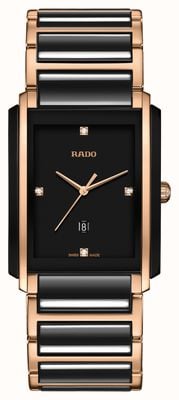 RADO Integral L Men's Black/Rose Gold PVD Plated Bracelet Diamond Black Dial R20207712