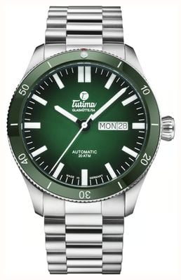 Tutima Glashütte Grand Flieger Airport Automatic (41mm) Green Dégradé Dial / Stainless Steel Bracelet 6107-04