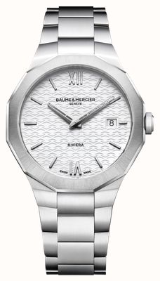 Baume & Mercier Riviera Quartz (39mm) White Opaline Dial / Stainless Steel Bracelet 10845