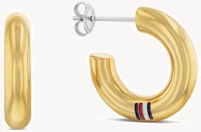 Tommy Hilfiger Ladies Gold-Tone Stainless Steel Hoop Earrings 2780949