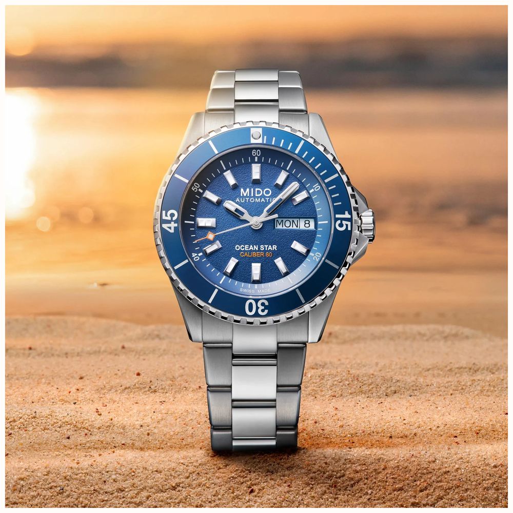 MIDO Ocean Star 200 Automatic (41mm) Textured Blue Dial / Stainless Steel Bracelet M0269301104100 - alternate view 6