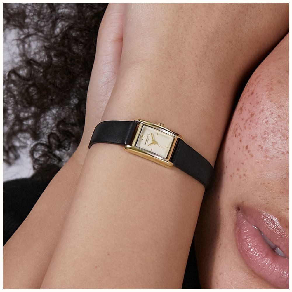 Olivia Burton 16mm Mini Grove Gold & Black Leather Strap 24000437 - alternate view 3