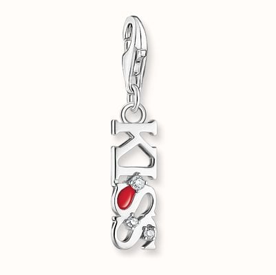 Thomas Sabo Silver Charm Pendant KISS With White Zirconia 2066-041-10