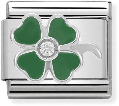 Nomination Classic Green Clover Sterling Silver & Steel Enamel Charm 330305/13
