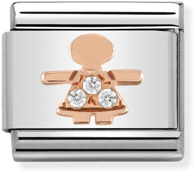 Nomination Classic Symbols In Stainless Steel With 9k Rose Gold And CZ Little Girl Charm 430305/07