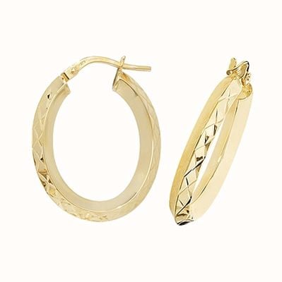 James Moore TH 9k Yellow Gold Oval Hoop Earrings ER1018-V3