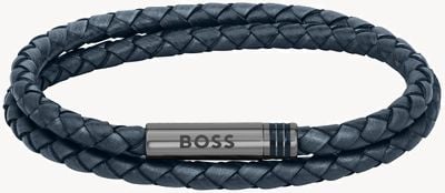 BOSS Jewellery Ares Men's Blue Leather Bracelet 1580494M