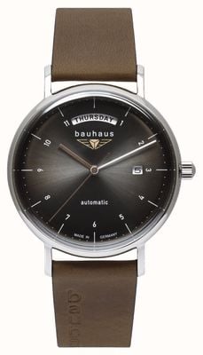 Bauhaus Classic Day-Date Automatic (41mm) Anthracite Dial / Brown Leather Strap 21622