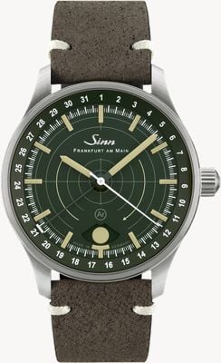 Sinn 308 Hunting Watch (40mm) Dark Green Dial / Grey Nubuck Boar Leather Strap 308.010 GREY LEATHER
