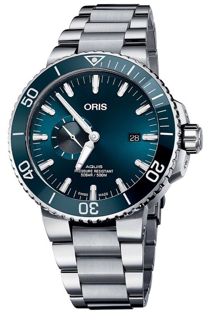 ORIS 01 743 7733 4155-07 8 24 05PEB Aquis Small-Second Date Watch