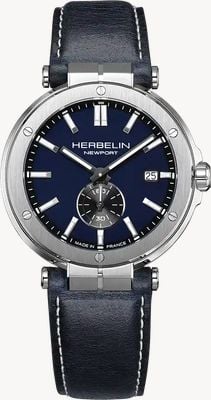 Herbelin Newport Quartz Small-Seconds (40.5mm) Blue Dial / Blue Leather Strap 18389A45