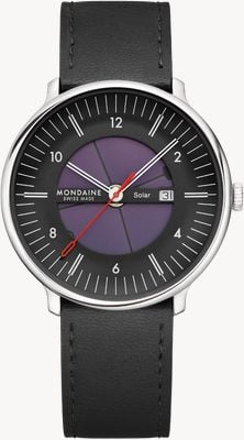 Mondaine Doppio Solar Skeleton (41mm) Solar Skeleton Dial / Black Vegan Grape Leather Strap MLE.41921.LBV