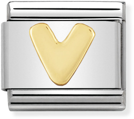 Nomination Classic Letter V 18ct Gold & Steel Charm 030101/22