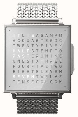 QLOCKTWO W Fine Steel - English (38mm) Silver Dial / Stainless Steel Bracelet QW38EN3BRBMBRN