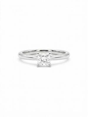 0.25ct Princess Natural Diamond Platinum Solitaire Ring ENG22071
