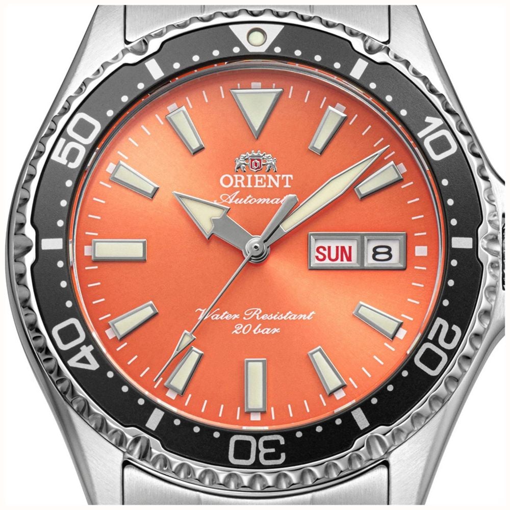 Orient Men's Automatic Dive Mako Kamasu Orange Sunburst Dial Stainless Steel Bracelet Sapphire Crystal RA-AA0826Y39B - alternate view 5