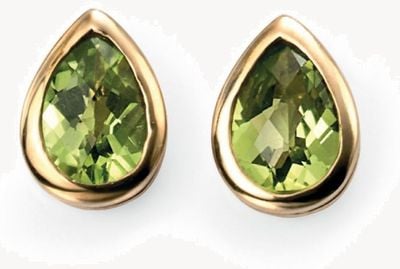 Elements Gold 9ct Yellow Gold  Peridot Teardrop Stud Earrings GE489G