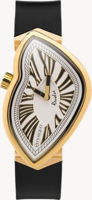 Exaequo Melting Watch Revolve IP Yellow Gold (33mm) White Dial / Black Silicone Strap EX 0032.0002