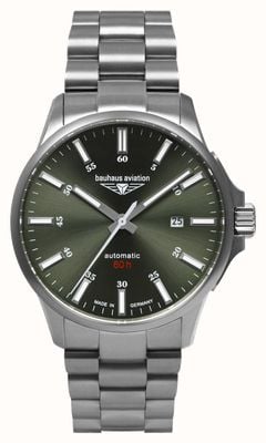 Bauhaus Aviation Titanium Automatic 60h (42mm) Dark Green Dial / Titanium Bracelet 2864M4