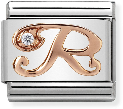 Nomination Classic Letter R 9ct Rose Gold & Steel Charm 430310/18