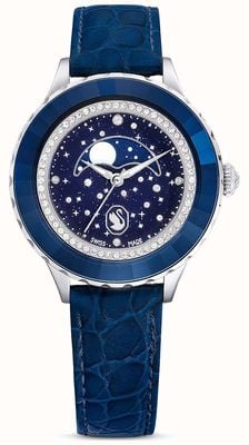 Swarovski Octea Moon Watch, Swiss Made, Moon, Leather Strap, Blue, Sta 5677494