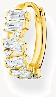 Thomas Sabo Gold Plated Single Hoop Earring | White Stones CR665-414-14