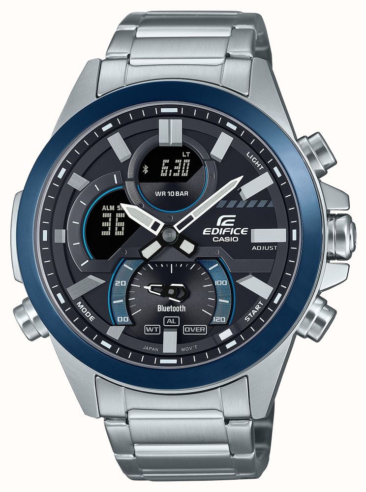 Casio Edifice Smartphone Link 48.7mm Blue Black Hybrid Dial Stainless Steel Bracelet ECB 30DB 1A9EF