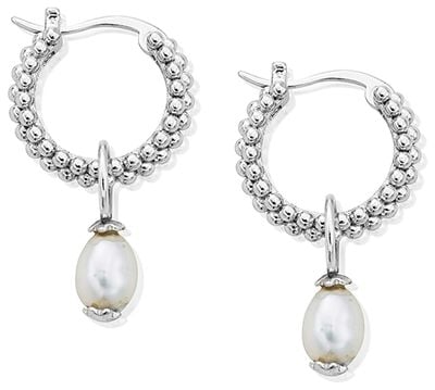 ChloBo TREASURES OF BALI Tale of Tide Freshwater Pearl Hoop Earrings - 925 Sterling Silver SEHSP