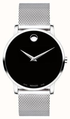 Movado Men's Museum Stainless Steel Mesh Braclet Black Dial 0607219