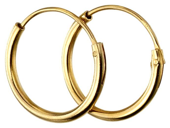 Elements Silver H251 Silver Gold-Plated 10mm Sleeper Hoops Jewellery