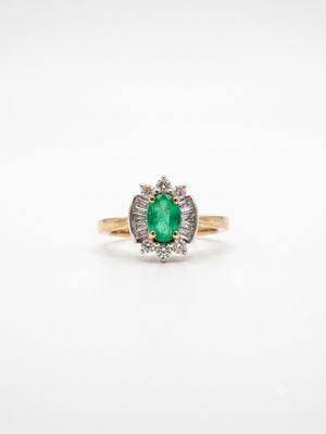 9ct Yellow Gold Emerald Diamond Ring JM5315