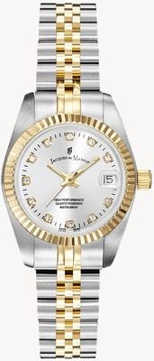 Jacques Du Manoir Inspiration Crystal (26mm) Silver Dial / Two-Tone Stainless Steel Bracelet NRO.08