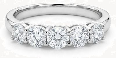 Round Brilliant Natural Diamond 18ct White Gold Five Stone Ring JM5872