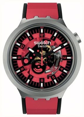 Swatch Big Bold Irony RED JUICY Stainless Steel (47mm) Red Skeleton Dial / Red Rubber SB07S110