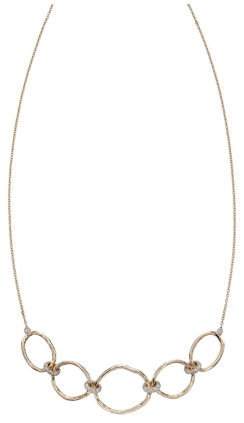 Elements Gold GN337 9k Yellow Gold Hammered Diamond Jewellery