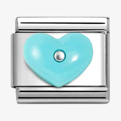 Nomination Classic Turquoise Heart Sterling Silver Charm 330509/16
