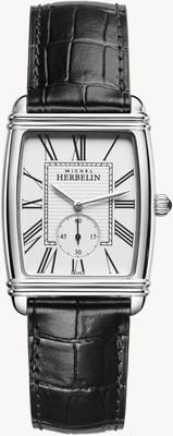 Herbelin Men's | Art Déco | Silver Dial | Black Leather Dial 10638/08 10638AP08