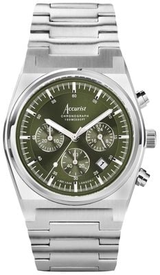 Accurist Men's Origin Quartz Chronograph (41mm) Green Dial / Stainless Steel Bracelet 70003