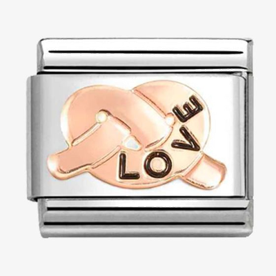 Nomination Classic Love Knot 9ct Rose Gold & Steel Enamel Charm 430202/35