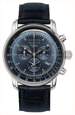 Zeppelin 100 Jahre Quartz Chronograph (42mm) Blue Dial / Blue Leather Strap 7680-3