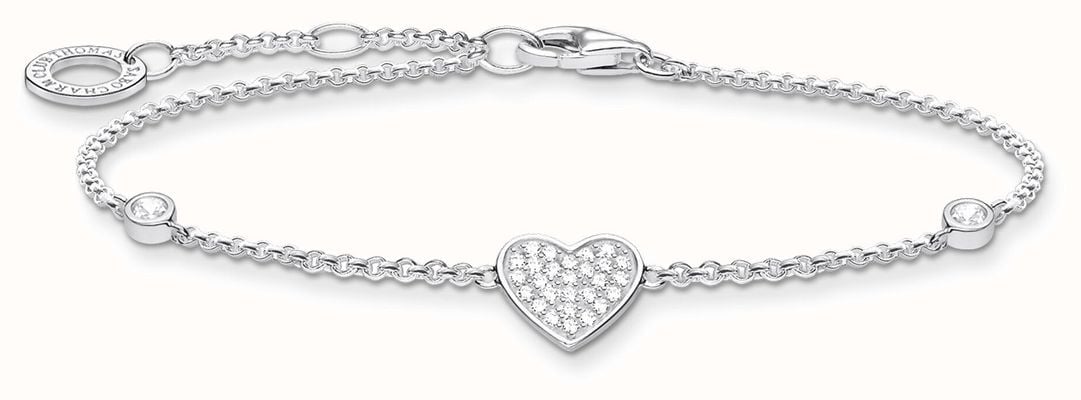 Thomas Sabo Silver Stone Heart Bracelet | 925Sterling Silver | 16-19cm A1992-051-14-L19V