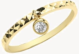9ct yellow gold tiny C/Z hammered ring SIZE J RN1600/J