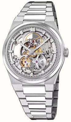 Festina Swiss Made Rivé Automatic (40mm) Skeleton Dial / Stainless Steel Bracelet F20069/1
