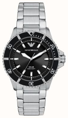 Emporio Armani World Explorer Solar-Powered (42mm) Black Dial / Stainless Steel Bracelet AR11787