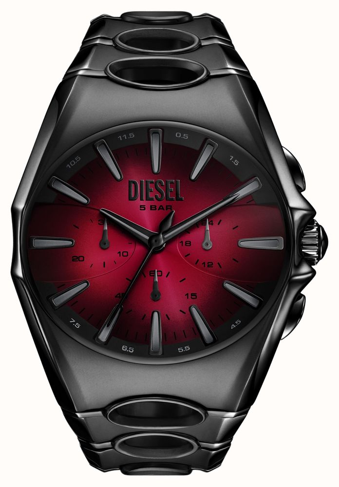 Diesel D-Curve Chronograph (49mm) Red Gradient Dial / Black PVD