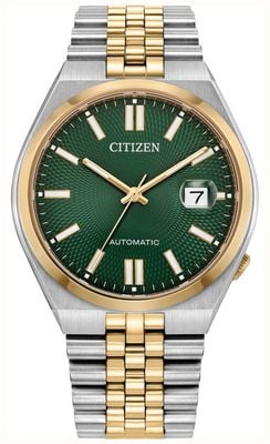 Citizen Tsuyosa 60 Automatic (40mm) Textured Sunray Green Dial / Two-Tone Stainless Steel Bracelet NK0024-54X