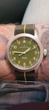 Customer picture of Hamilton Khaki Field Quartz (38mm) Khaki Green Dial / Khaki Green NATO Strap H69401960
