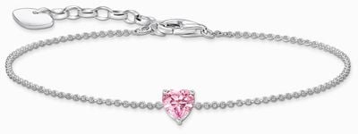 Thomas Sabo Pink Zirconia Heart-Shaped Crystal Sterling Silver Bracelet 19cm A2157-051-9-L19V